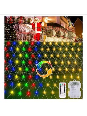 CHRISTMAS NET LIGHTS, 100 LED, BATTERY-OPERATED, REMOTE, DUAL COLOR CHANGING